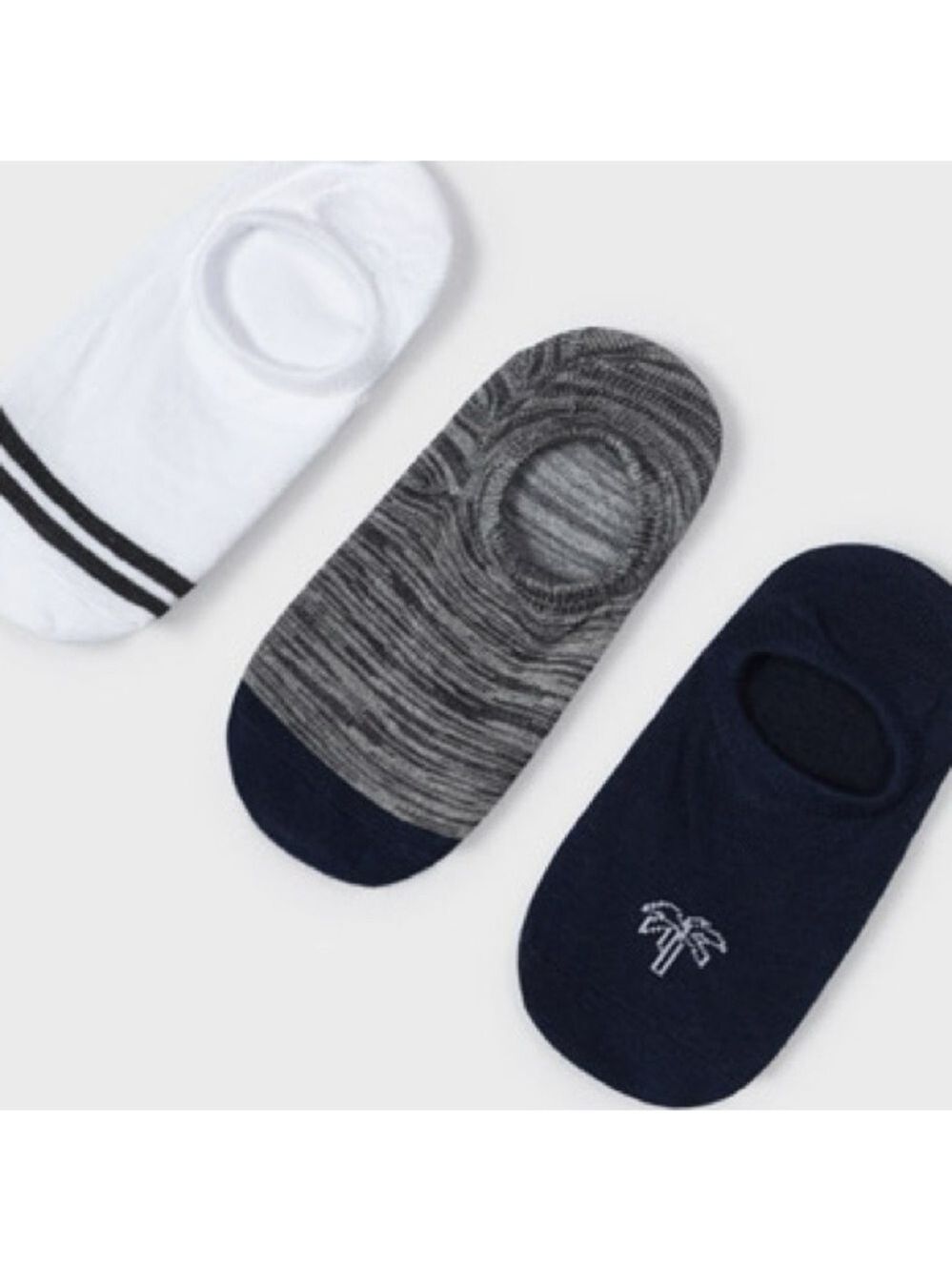 Size 10 kids Mayoral Kids No-Show Socks - White, Gray, and Navy